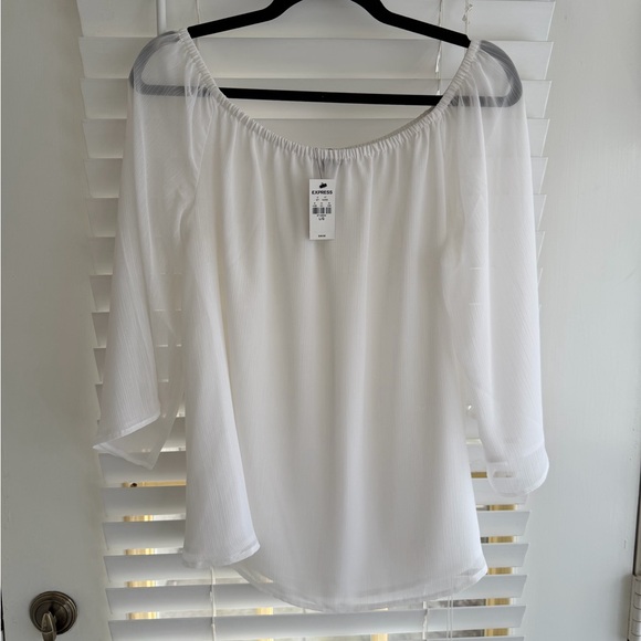 Express Tops - Express White Off-Shoulder Blouse